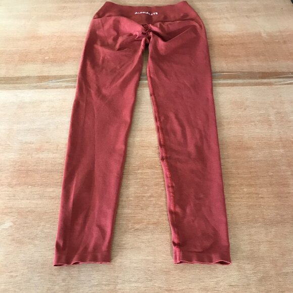 Alphalete Athletic Leggings Women L Red Mid Rise Elastic Waist Athleisure Yoga - Picture 2 of 12